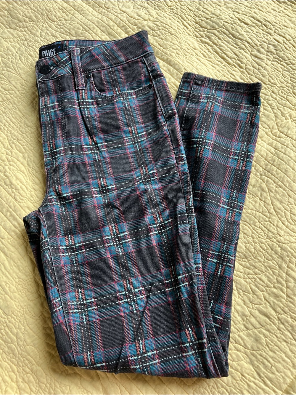 Paige Plaid Hoxton Ankle Jeans